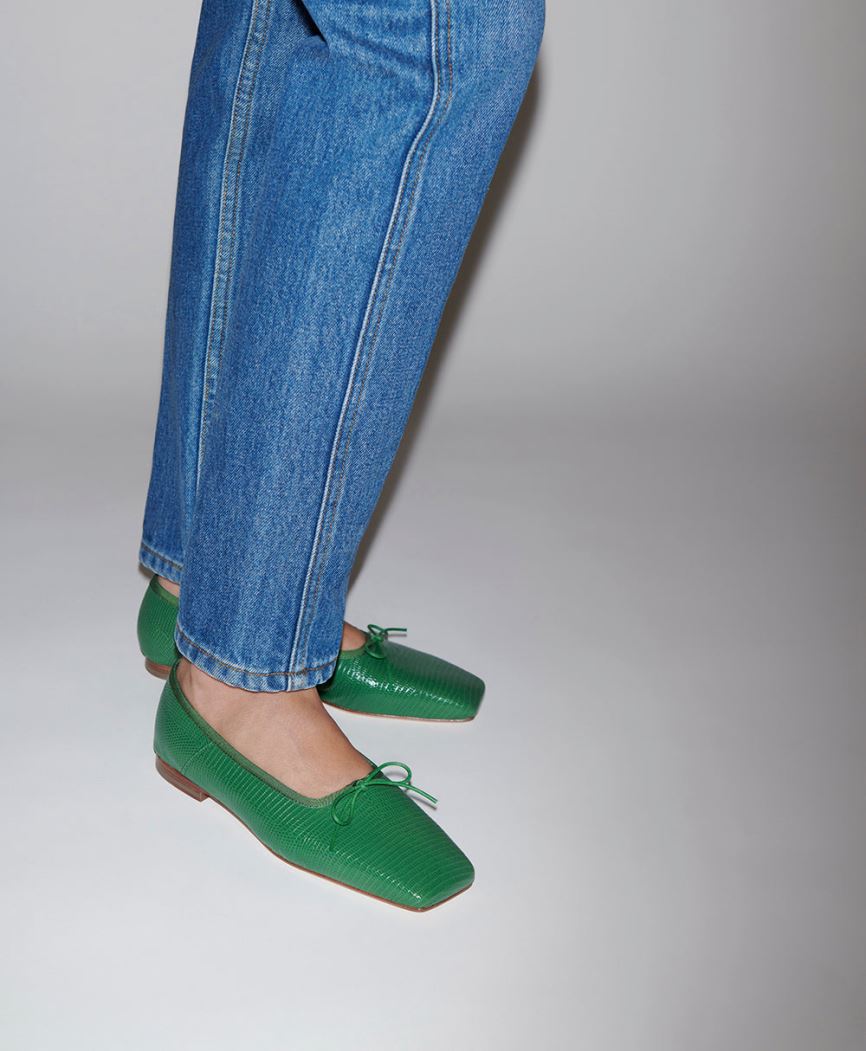 Women's Mansur Gavriel Square Toe Ballerina Ballet Flats Green | AU 6145HB